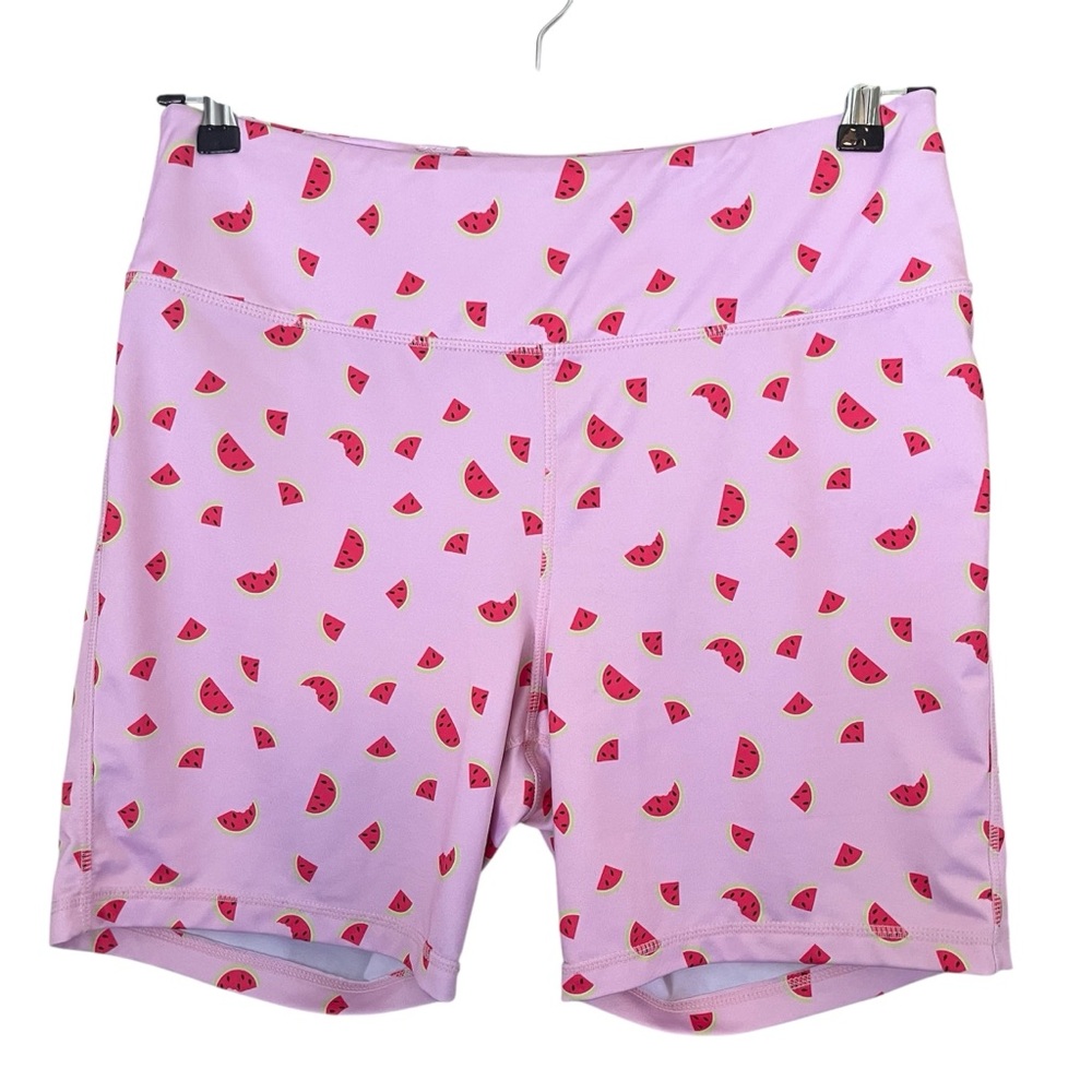 Cabana by Crown & Ivy Watermelon Print High Rise Athletic Bike Shorts Pink XL